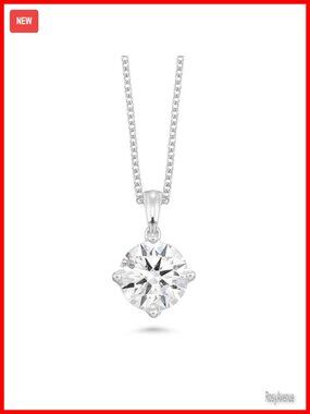 14K White Gold Lab Grown Diamond Solitaire Necklace 18"
